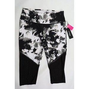 NWT- BEBE Sport 1X Black White Marble Sheer Mesh Bottom Yoga Pants
